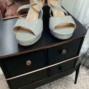 Top Moda Silver Sparkle Heels size 7